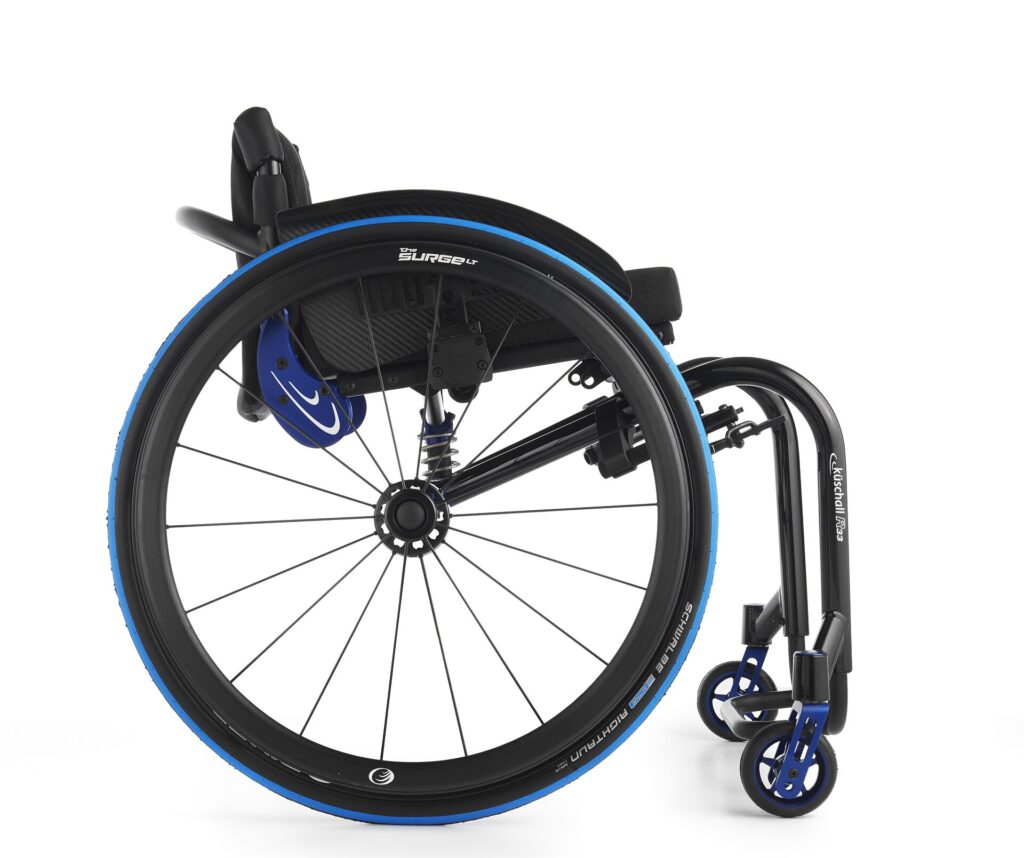 A lightweight active-user wheelchair with a rigid frame